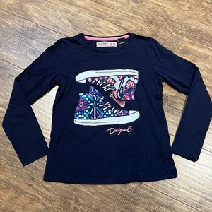 Desigual long sleeve t-shirt with velvet shoes on front